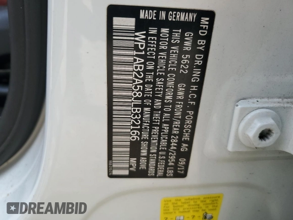 2018 Porsche Macan S with VIN WP1AB2A58JLB32166, listed as a Copart auction lot 59410615 with 112,266 mi miles and Salvage title. Bid and sale history available at DreamBid. Image 13.