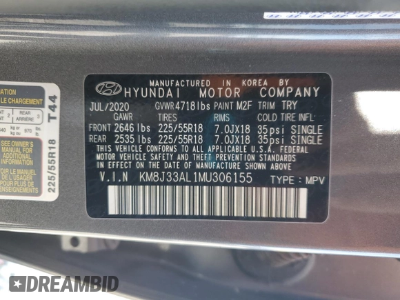 2021 Hyundai Tucson SEL z VIN KM8J33AL1MU306155, wystawiony jako Copart lot #53405475 z przebiegiem 51 930 mil mil oraz Szkoda całkowita • Salvage title. Historia ofert i sprzedaży dostępna na DreamBid. Obrazek 12.