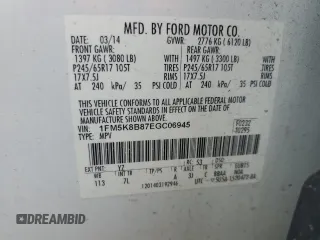 2014 Ford Explorer with VIN 1FM5K8B87EGC06945, listed as a Copart auction lot 56328955 with 179,767 mi miles and Salvage title. Bid and sale history available at DreamBid. Image 13.