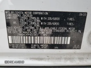 2023 Toyota bZ4X XLE with VIN JTMABACA9PA023807, listed as a Copart auction lot 48792805 with 10,397 mi miles and Salvage title. Bid and sale history available at DreamBid. Image 12.