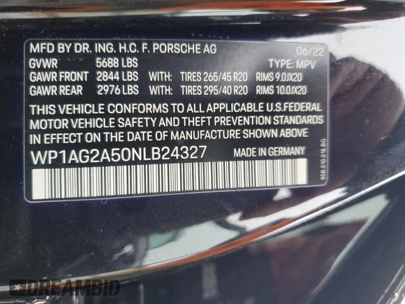 2022 Porsche Macan S с VIN WP1AG2A50NLB24327, выставлен на аукционе Copart как лот 44120225 с пробегом 23 814 миль миль и Списание • Salvage title. История ставок и продаж доступна на DreamBid. Изображение 15.