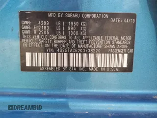 2019 Subaru Impreza Premium with VIN 4S3GTAC62K3738220, listed as a Copart auction lot 59124865 with 94,622 mi miles and Salvage title. Bid and sale history available at DreamBid. Image 13.