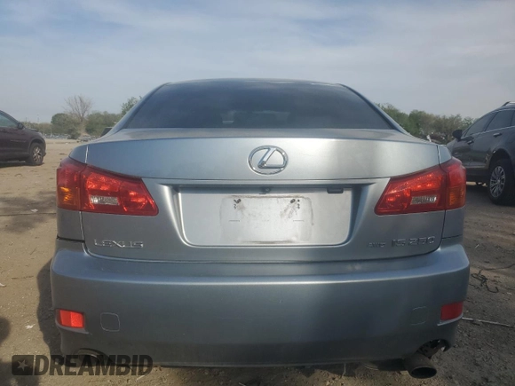 2006 Lexus IS 250 with VIN JTHCK262465005997, listed as a Copart auction lot 54251915 with 208,670 mi miles and Salvage Title. Bid and sale history available at DreamBid. Image 6.