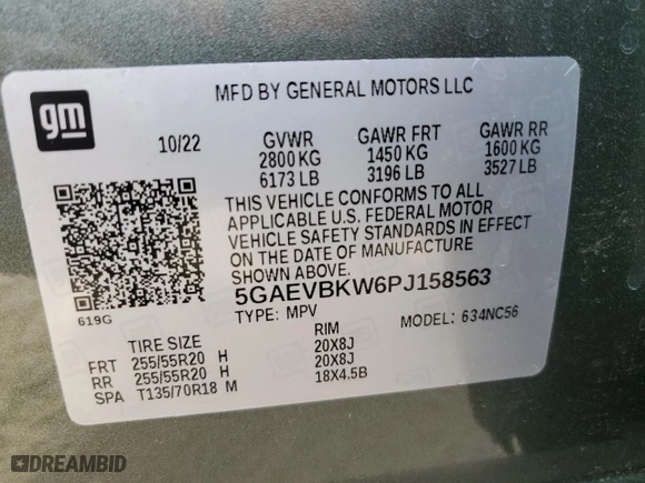 2023 Buick Enclave Premium with VIN 5GAEVBKW6PJ158563, listed as a Copart auction lot 85699334 with 6,037 mi miles and Salvage Title. Bid and sale history available at carsss.com. Image 14.