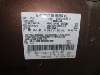 2012 Ford Explorer Limited with VIN 1FMHK7F97CGA90251, listed as a IAAI auction lot 42093006 with 211,743 mi miles and . Bid and sale history available at carsss.com. Image 9.