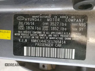 2014 Hyundai Accent GLS with VIN KMHCU4AE5EU765414, listed as a Copart auction lot 42359065 with 114,762 mi miles and Salvage Title. Bid and sale history available at carsss.com. Image 12.