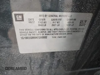 2017 Chevrolet Cruze LT with VIN 1G1BE5SM9H7280682, listed as a IAAI auction lot 41861445 with 129,873 mi miles and . Bid and sale history available at DreamBid. Image 9.