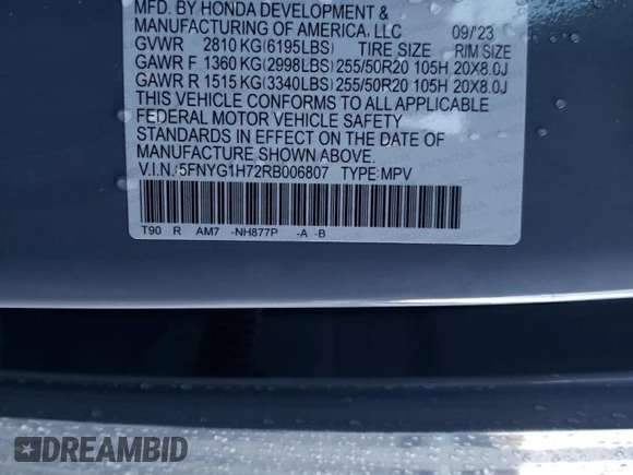 2024 Honda Pilot Touring with VIN 5FNYG1H72RB006807, listed as a Copart auction lot 77688243 with 1,331 mi miles and Salvage Title. Bid and sale history available at carsss.com. Image 14.