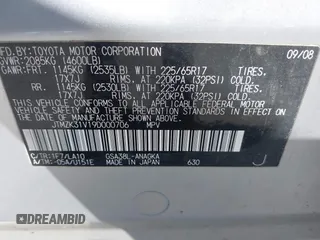 2009 Toyota RAV4 Ltd with VIN JTMZK31V19D000706, listed as a IAAI auction lot 42022860 with 317,872 mi miles. Bid and sale history available at carsss.com. Image 9.