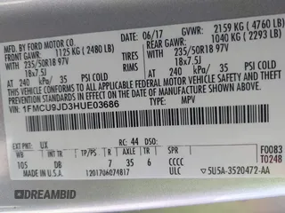 2017 Ford Escape Titanium with VIN 1FMCU9JD3HUE03686, listed as a IAAI auction lot 42016950 with 82,299 mi miles. Bid and sale history available at carsss.com. Image 9.