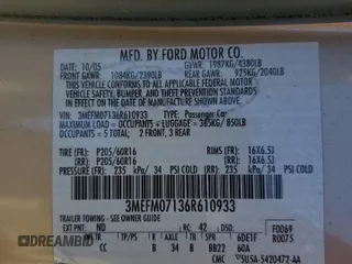 2006 Mercury Milan with VIN 3MEFM07136R610933, listed as a Copart auction lot 83649384 with 93,247 mi miles and Non repairable. Bid and sale history available at DreamBid. Image 12.