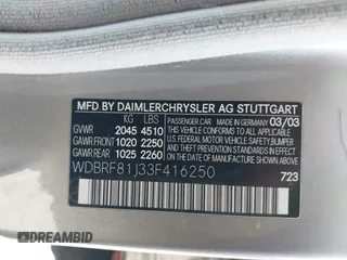 2003 Mercedes-Benz C 240 with VIN WDBRF81J33F416250, listed as a IAAI auction lot 42255841 with 307,737 mi miles and . Bid and sale history available at DreamBid. Image 9.
