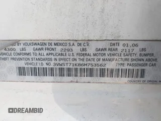2006 Volkswagen Jetta 1.9L TDI с VIN 3VWST71K86M753562, выставлен на аукционе IAAI как лот 42206104 с пробегом 259 137 миль миль и . История ставок и продаж доступна на DreamBid. Изображение 9.
