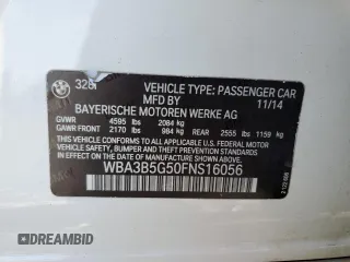 2015 BMW 3 Series 328i xDrive with VIN WBA3B5G50FNS16056, listed as a Copart auction lot 51502285 with 185,739 mi miles and Clean Title. Bid and sale history available at carsss.com. Image 12.