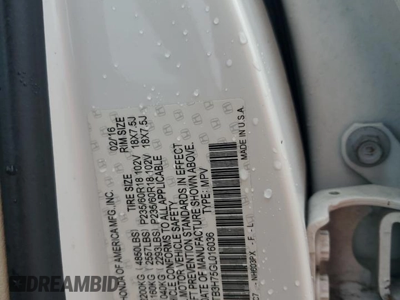 2016 Acura RDX Advance с VIN 5J8TB3H75GL016036, выставлен на аукционе Copart как лот 60275005 с пробегом 145 150 миль миль и Списание • Salvage title. История ставок и продаж доступна на DreamBid. Изображение 14.