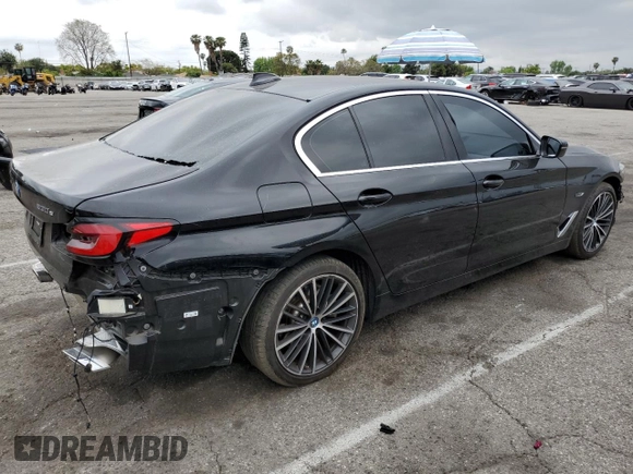 2023 BMW 5 Series 530e with VIN WBA13AG01PCM24624, listed as a Copart auction lot 55149855 with 26,022 mi miles and Salvage title. Bid and sale history available at DreamBid. Image 3.