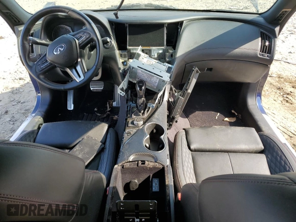 2021 Infiniti Q50 Red Sport 400 with VIN JN1FV7DR8MM880590, listed as a Copart auction lot 47741635 with 25,533 mi miles and Salvage Title. Bid and sale history available at carsss.com. Image 8.