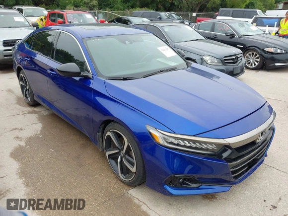 2021 Honda Accord Sport with VIN 1HGCV2F37MA012790, listed as a IAAI auction lot 42442287 with 14,955 mi miles and . Bid and sale history available at DreamBid. Image 1.