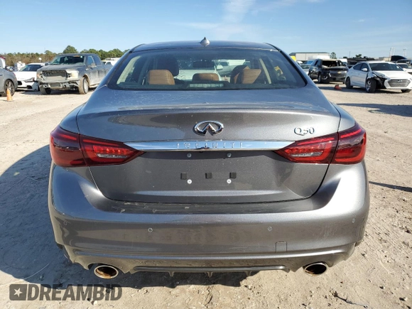 2024 Infiniti Q50 Luxe with VIN JN1EV7BP9RM600258, listed as a Copart auction lot 83970674 with Not provided miles and Salvage title. Bid and sale history available at DreamBid. Image 6.