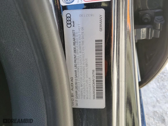 2017 Audi A7 Premium Plus with VIN WAUW2AFCXHN124798, listed as a Copart auction lot 89007825 with 160,822 mi miles and Salvage Title. Bid and sale history available at carsss.com. Image 12.