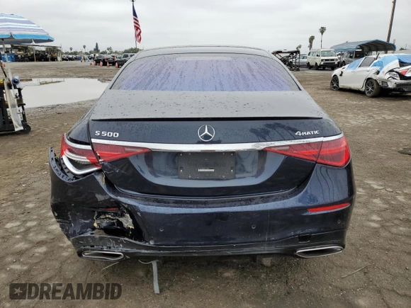 2022 Mercedes-Benz S 500 z VIN W1K6G6DB5NA110800, wystawiony jako Copart lot #48789035 z przebiegiem Nie podano mil oraz Szkoda całkowita • Salvage title. Historia ofert i sprzedaży dostępna na DreamBid. Obrazek 6.
