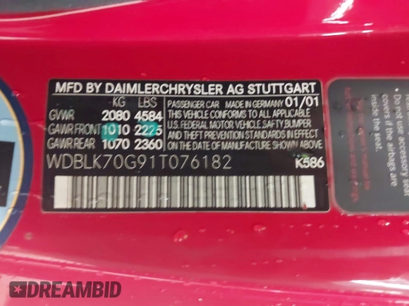 2001 Mercedes-Benz CLK 320/430 z VIN WDBLK70G91T076182, wystawiony jako IAAI lot #42244062 z przebiegiem 77 733 mil mil oraz . Historia ofert i sprzedaży dostępna na DreamBid. Obrazek 9.