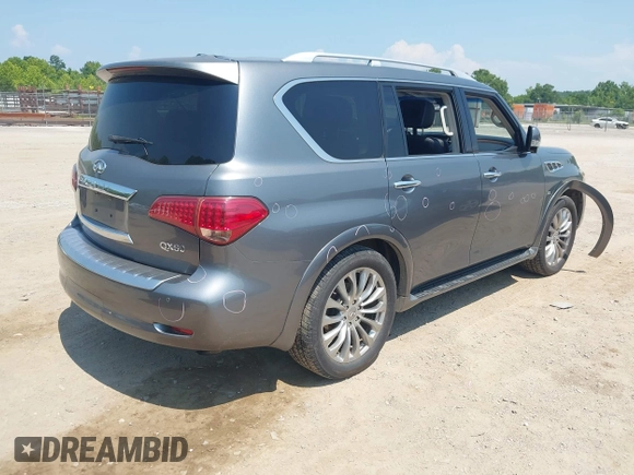 2016 Infiniti QX80 with VIN JN8AZ2NE5G9123443, listed as a IAAI auction lot 42595593 with 150,505 mi miles and . Bid and sale history available at DreamBid. Image 4.