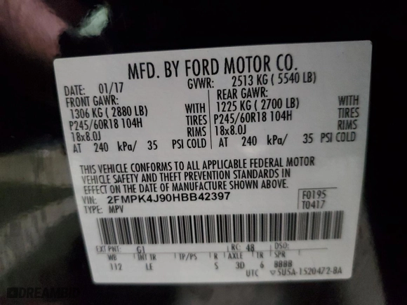2017 Ford Edge SEL with VIN 2FMPK4J90HBB42397, listed as a Copart auction lot 86155114 with 84,898 mi miles and Clean Title. Bid and sale history available at carsss.com. Image 13.