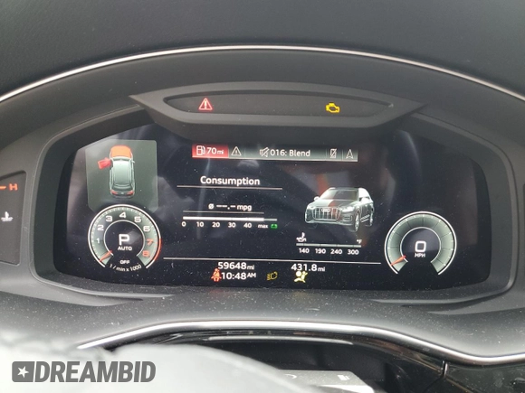 2021 Audi Q7 Premium with VIN WA1AJAF7XMD026559, listed as a Copart auction lot 74048224 with 59,648 mi miles and Salvage title. Bid and sale history available at DreamBid. Image 9.