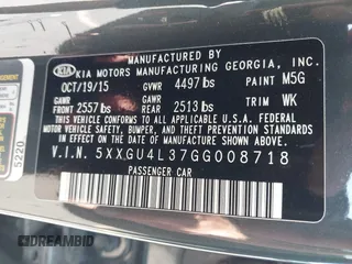 2016 Kia Optima EX с VIN 5XXGU4L37GG008718, выставлен на аукционе IAAI как лот 42542783 с пробегом 135 308 миль миль и . История ставок и продаж доступна на DreamBid. Изображение 9.