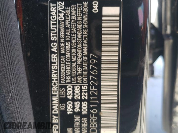 2002 Mercedes-Benz C 230/260/280/320 с VIN WDBRF61J12F276797, выставлен на аукционе Copart как лот 62226235 с пробегом Не указан миль и Чистый • Clean title. История ставок и продаж доступна на DreamBid. Изображение 12.