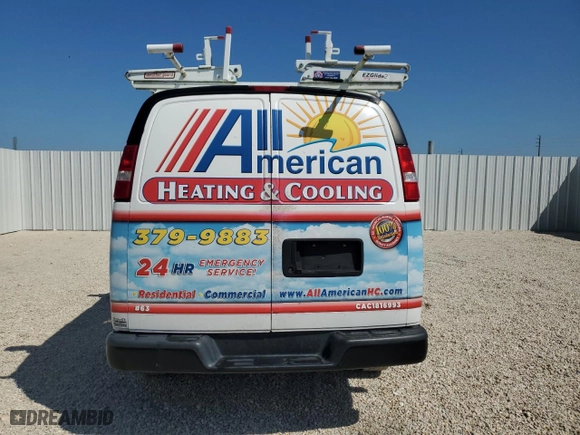 2020 GMC Savana Cargo Van with VIN 1GTW7AFP1L1148544, listed as a Copart auction lot 77503334 with 125,497 mi miles and Clean Title. Bid and sale history available at carsss.com. Image 6.