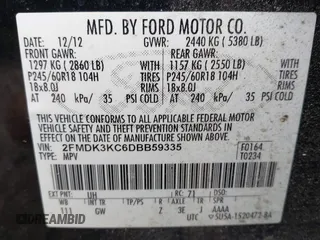 2013 Ford Edge Limited z VIN 2FMDK3KC6DBB59335, wystawiony jako IAAI lot #42381485 z przebiegiem 189 869 mil mil oraz . Historia ofert i sprzedaży dostępna na DreamBid. Obrazek 9.