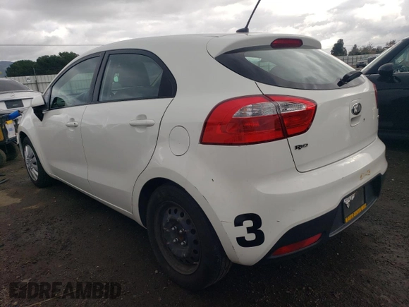 2014 Kia Rio LX with VIN KNADM5A34E6377346, listed as a Copart auction lot 82783993 with 107,160 mi miles and Salvage Title. Bid and sale history available at carsss.com. Image 2.