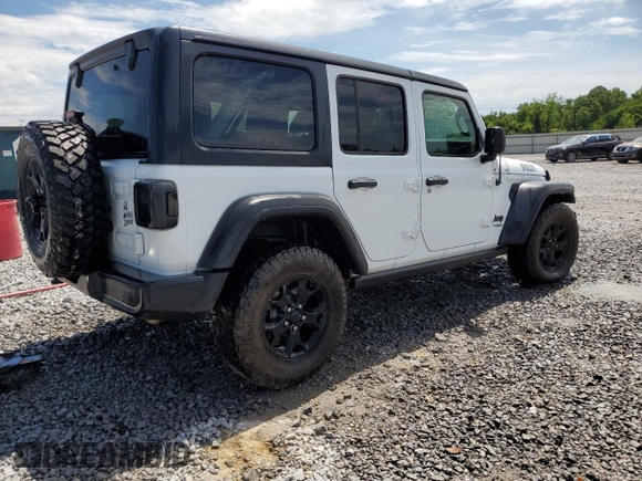 2021 Jeep Wrangler Unlimited Willys with VIN 1C4HJXDG3MW752441, listed as a Copart auction lot 55881925 with 61,751 mi miles and Salvage title. Bid and sale history available at DreamBid. Image 3.