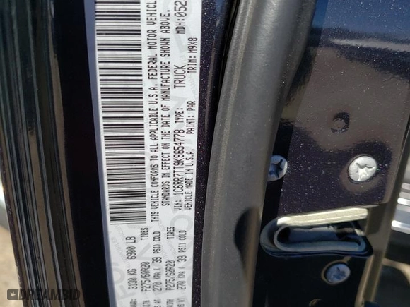 2019 Ram 1500 Classic SLT with VIN 1C6RR7TT9KS654778, listed as a Copart auction lot 47842755 with 68,669 mi miles and Salvage Title. Bid and sale history available at carsss.com. Image 12.