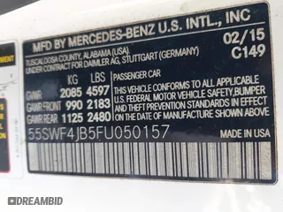 2015 Mercedes-Benz C-Class C 300 with VIN 55SWF4JB5FU050157, listed as a IAAI auction lot 41514767 with 250,978 mi miles. Bid and sale history available at carsss.com. Image 9.