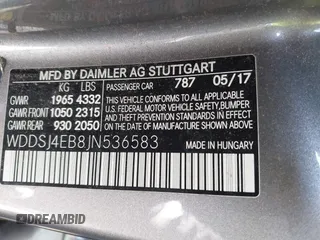 2018 Mercedes-Benz CLA 250 with VIN WDDSJ4EB8JN536583, listed as a IAAI auction lot 41813996 with 130,171 mi miles and . Bid and sale history available at DreamBid. Image 9.