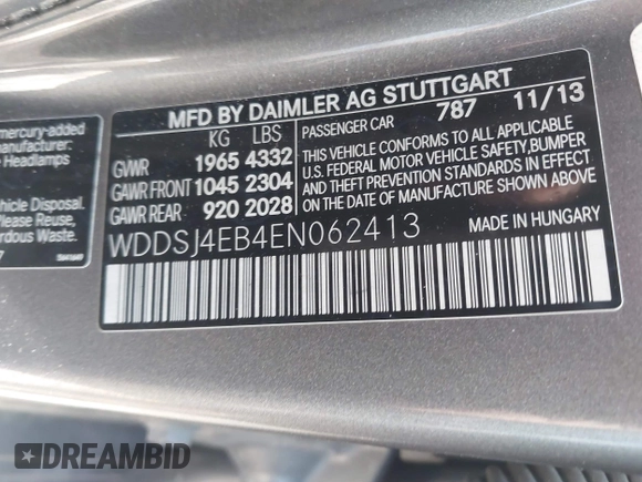 2014 Mercedes-Benz CLA 250 с VIN WDDSJ4EB4EN062413, выставлен на аукционе IAAI как лот 42537164 с пробегом Не указан миль и . История ставок и продаж доступна на DreamBid. Изображение 9.
