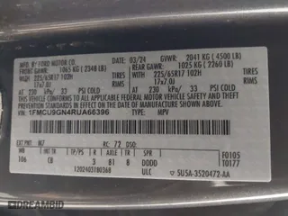 2024 Ford Escape Active with VIN 1FMCU9GN4RUA66396, listed as a IAAI auction lot 42032124 with 23,193 mi miles. Bid and sale history available at carsss.com. Image 9.