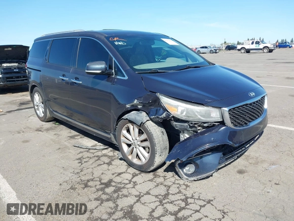 2016 Kia Sedona SX-L with VIN KNDME5C15G6083811, listed as a IAAI auction lot 41932863 with 124,218 mi miles. Bid and sale history available at carsss.com. Image 1.
