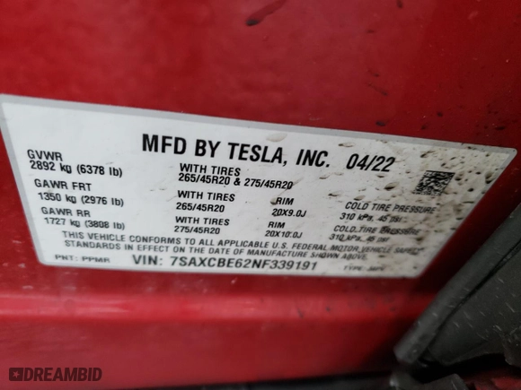 2022 Tesla Model X Plaid with VIN 7SAXCBE62NF339191, listed as a Copart auction lot 49349455 with 31,684 mi miles and Salvage Title. Bid and sale history available at carsss.com. Image 15.
