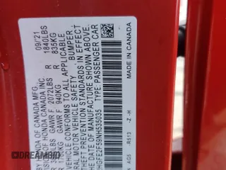 2022 Honda Civic Sport with VIN 2HGFE2F59NH535035, listed as a Copart auction lot 48708775 with Not Provided miles and Salvage Title. Bid and sale history available at carsss.com. Image 12.
