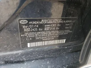 2014 Hyundai Sonata GLS with VIN 5NPEB4AC2EH909741, listed as a Copart auction lot 55520215 with 151,621 mi miles and Clean Title. Bid and sale history available at carsss.com. Image 12.