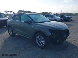 2021 Audi Q3 S line Premium with VIN WA1DECF34M1097994, listed as a IAAI auction lot 41467558 with 33,298 mi miles. Bid and sale history available at carsss.com. Image 1.