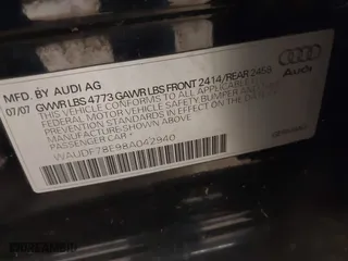 2008 Audi A4 2.0T with VIN WAUDF78E98A042940, listed as a IAAI auction lot 41400424 with 151,554 mi miles. Bid and sale history available at carsss.com. Image 9.