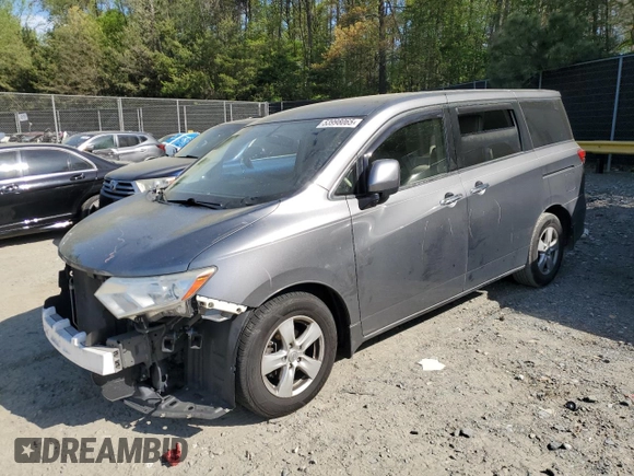 2015 Nissan Quest SV with VIN JN8AE2KP7F9120821, listed as a Copart auction lot 53998065 with 106,702 mi miles and Salvage Title. Bid and sale history available at carsss.com. Image 1.