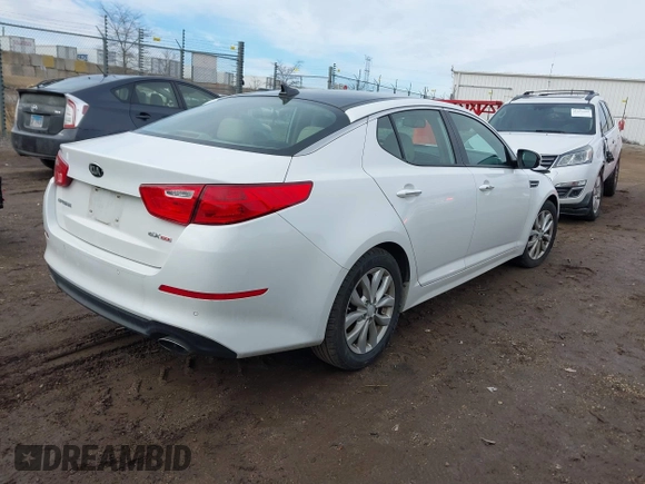 2015 Kia Optima EX with VIN 5XXGN4A73FG438313, listed as a IAAI auction lot 41699954 with 76,584 mi miles. Bid and sale history available at carsss.com. Image 4.