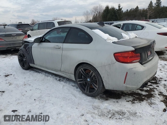 2019 BMW M2 Competition with VIN WBS2U7C52KVB08991, listed as a Copart auction lot 88161215 with 14,843 mi miles and Salvage Title. Bid and sale history available at carsss.com. Image 2.