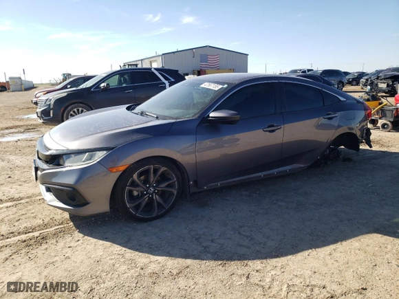 2019 Honda Civic Sedan Sport with VIN 19XFC2F85KE046315, listed as a Copart auction lot 47567155 with 56,983 mi miles and Salvage Title. Bid and sale history available at carsss.com. Image 1.